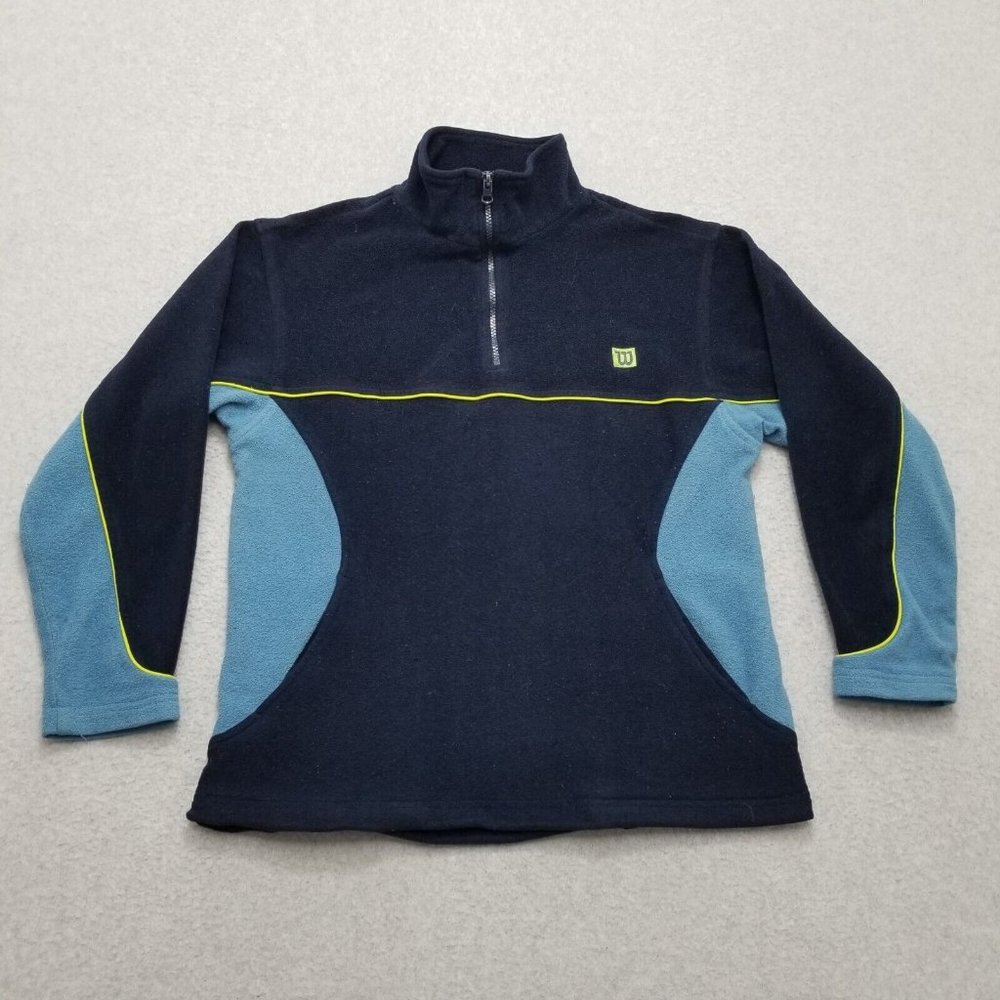 Wilson Jacket Mens Large Blue Zip Pockets Fleece Pullover Mock Neck Outdoors